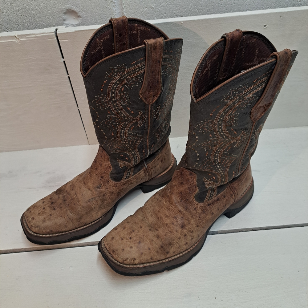 Durango Tan and Gray Heeled Boots
